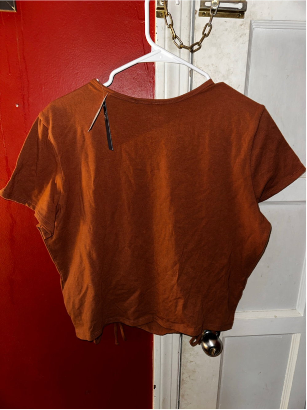 Hollister Baby Tee Bundle Lot (2) XXL Black & Rust Brown Ruched Cinch Hem Crew - Picture 13 of 14